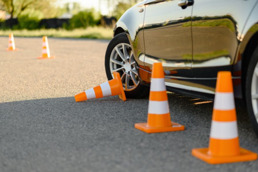 student practicing for drivers licence test