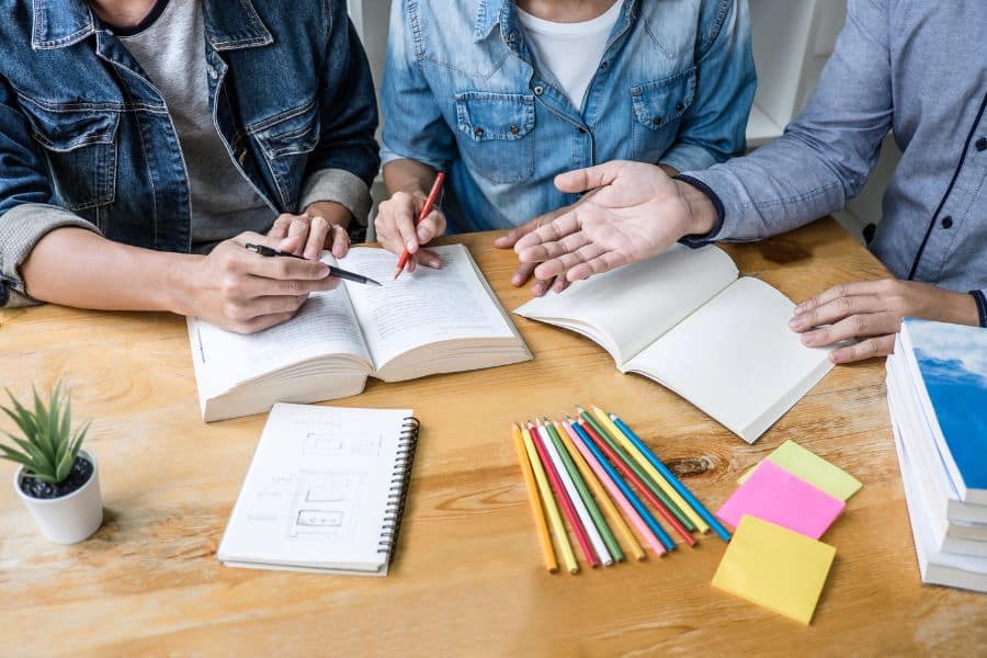 students studying for exams