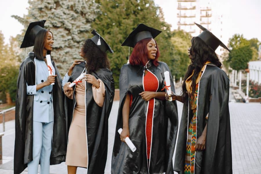 students graduating with a degree
