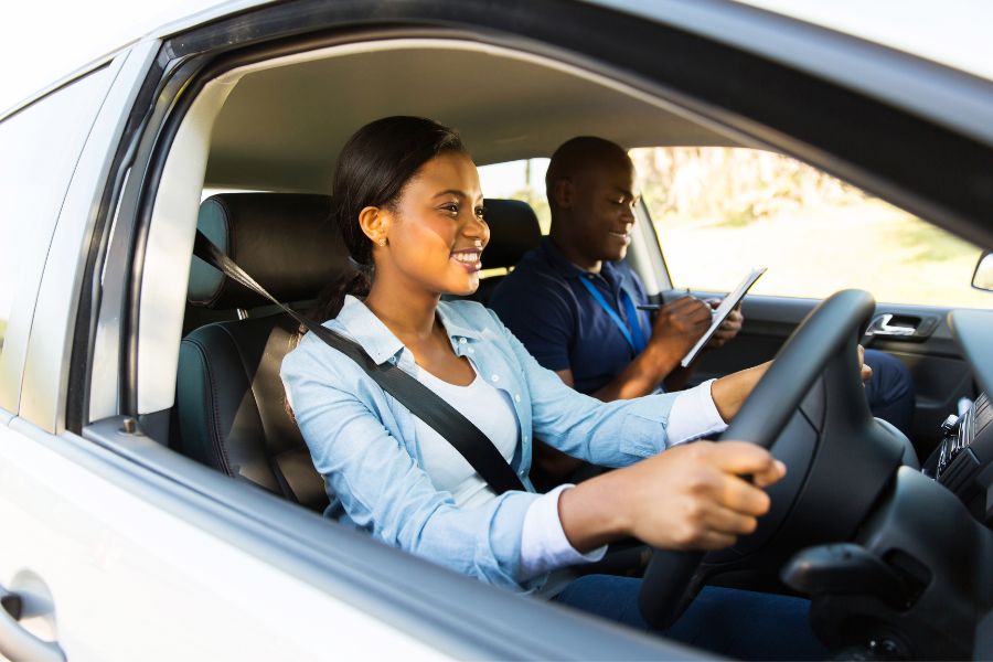 student taking driver's licence test